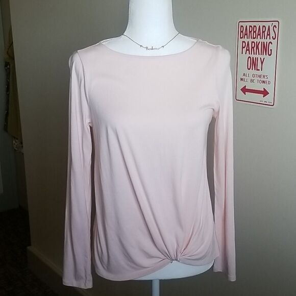 PURE JILL PEACH LONG SLEEVE SIDE TWIST TOP - Picture 1 of 5
